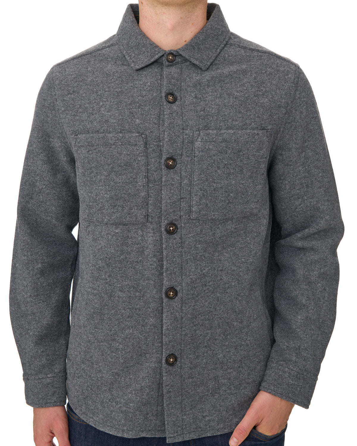 Barbour Marltown Wool Blend Overshirt Dark Grey Marl