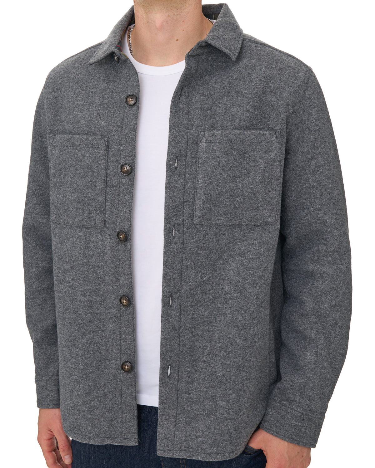 Barbour Marltown Wool Blend Overshirt Dark Grey Marl