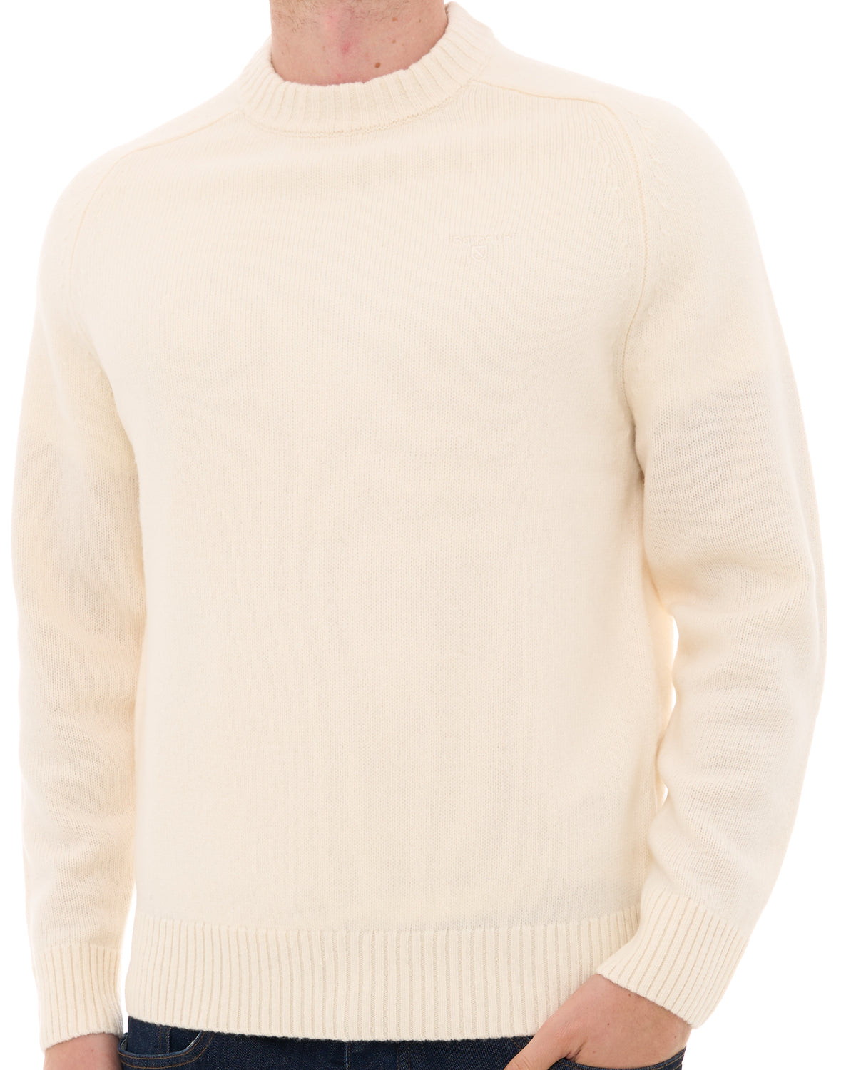 Barbour Newton Crew Knit Jumper Antique White