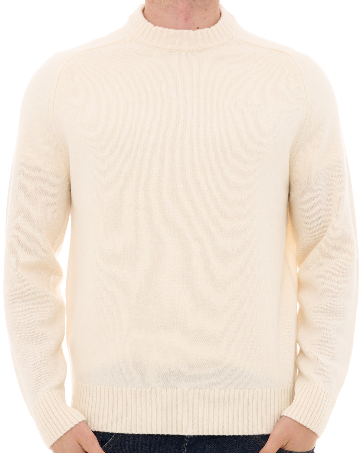 Barbour Newton Crew Knit Jumper Antique White