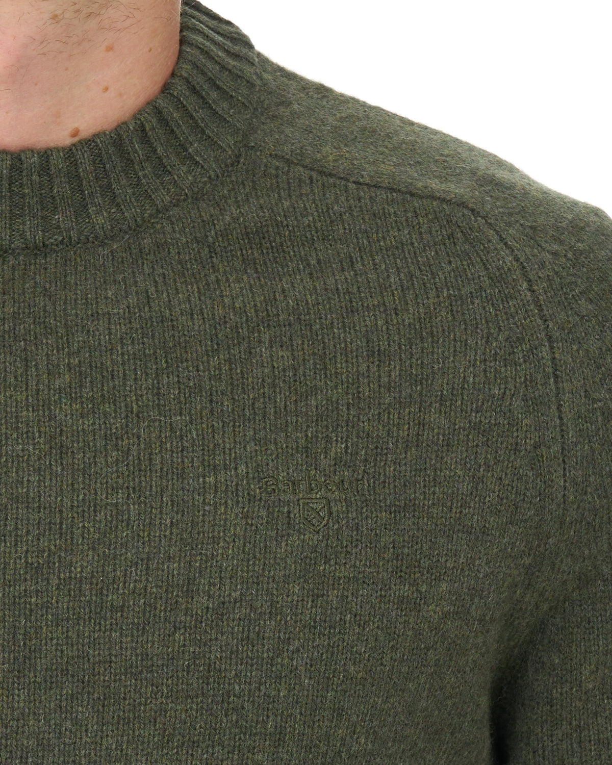 Barbour Newton Crew Knit Jumper Mid Olive