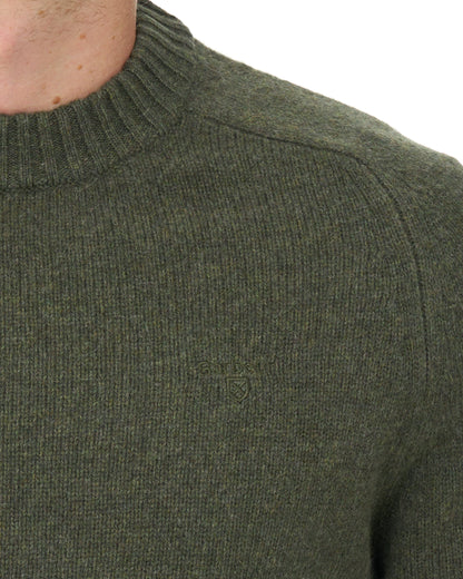 Barbour Newton Crew Knit Jumper Mid Olive