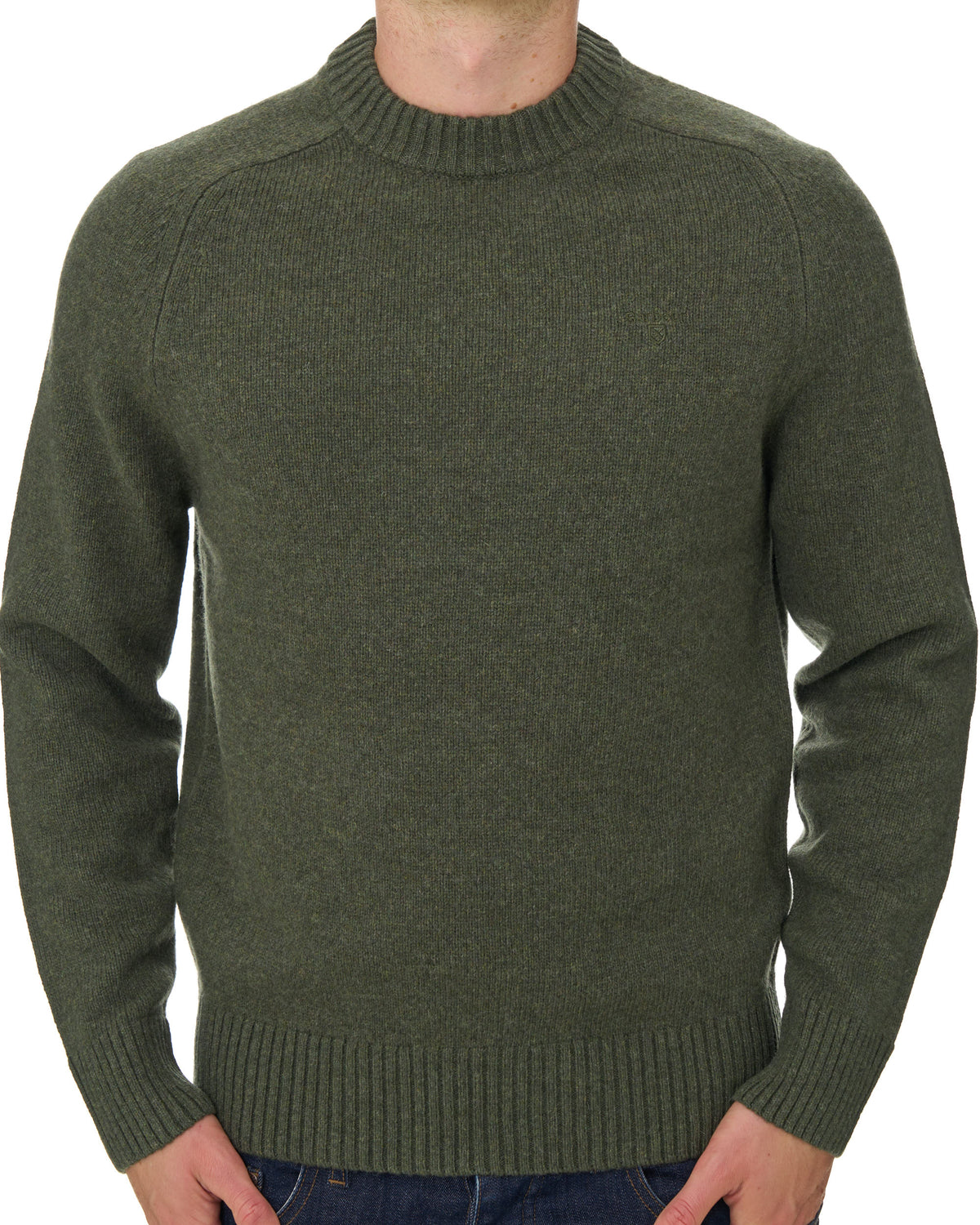 Barbour Newton Crew Knit Jumper Mid Olive