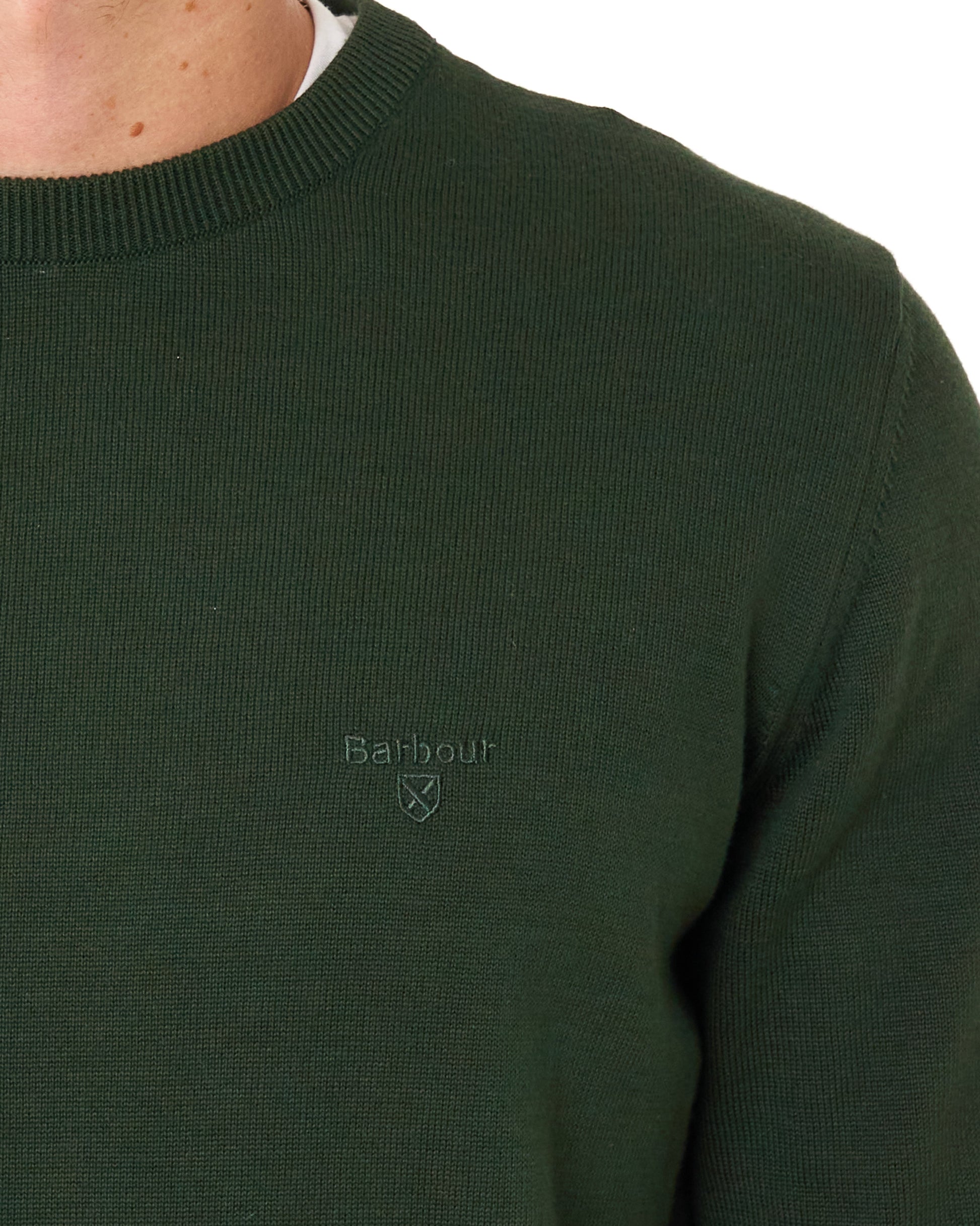 Barbour Pima Cotton Crew Neck Jumper Sage