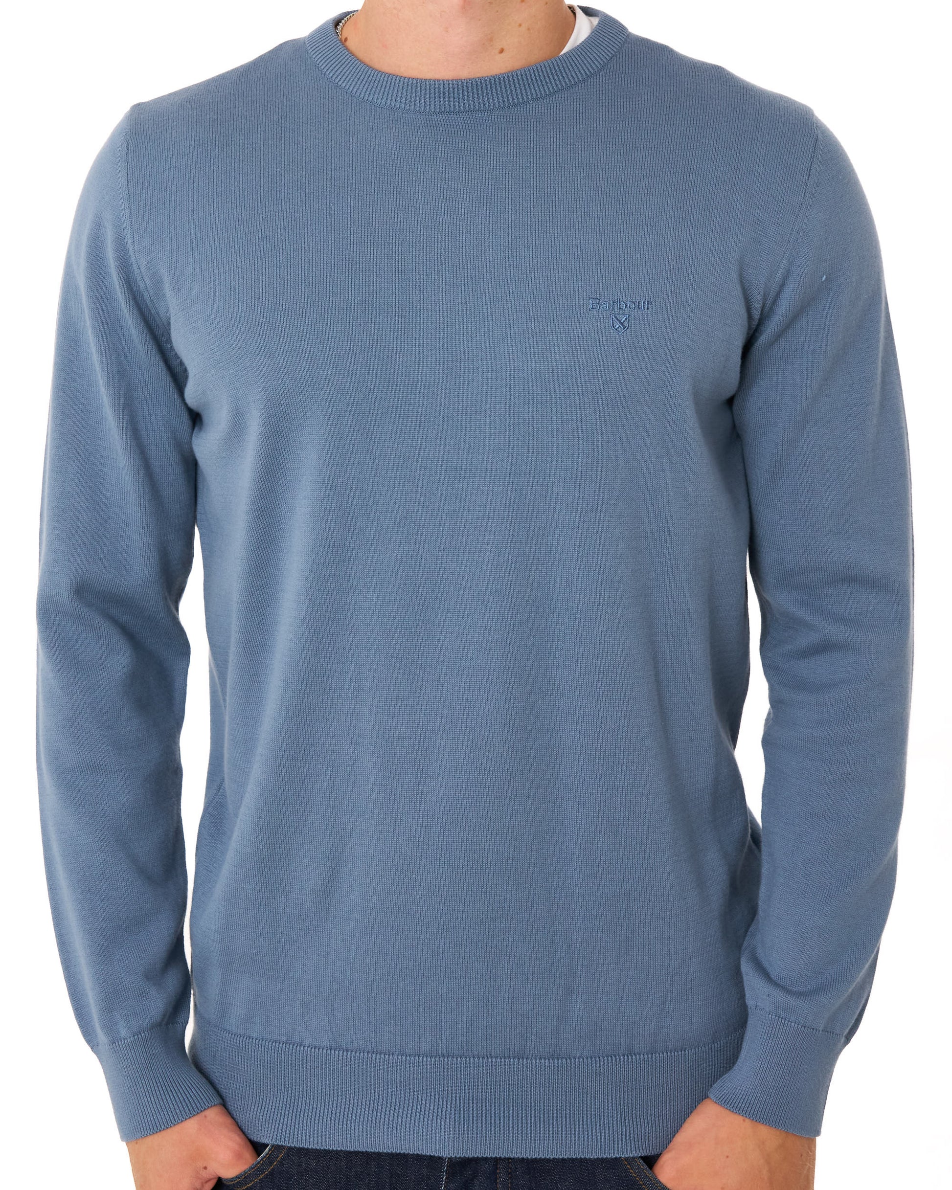 Barbour Pima Cotton Crew Neck Jumper Tarn Blue