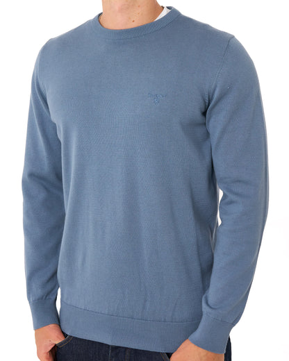 Barbour Pima Cotton Crew Neck Jumper Tarn Blue