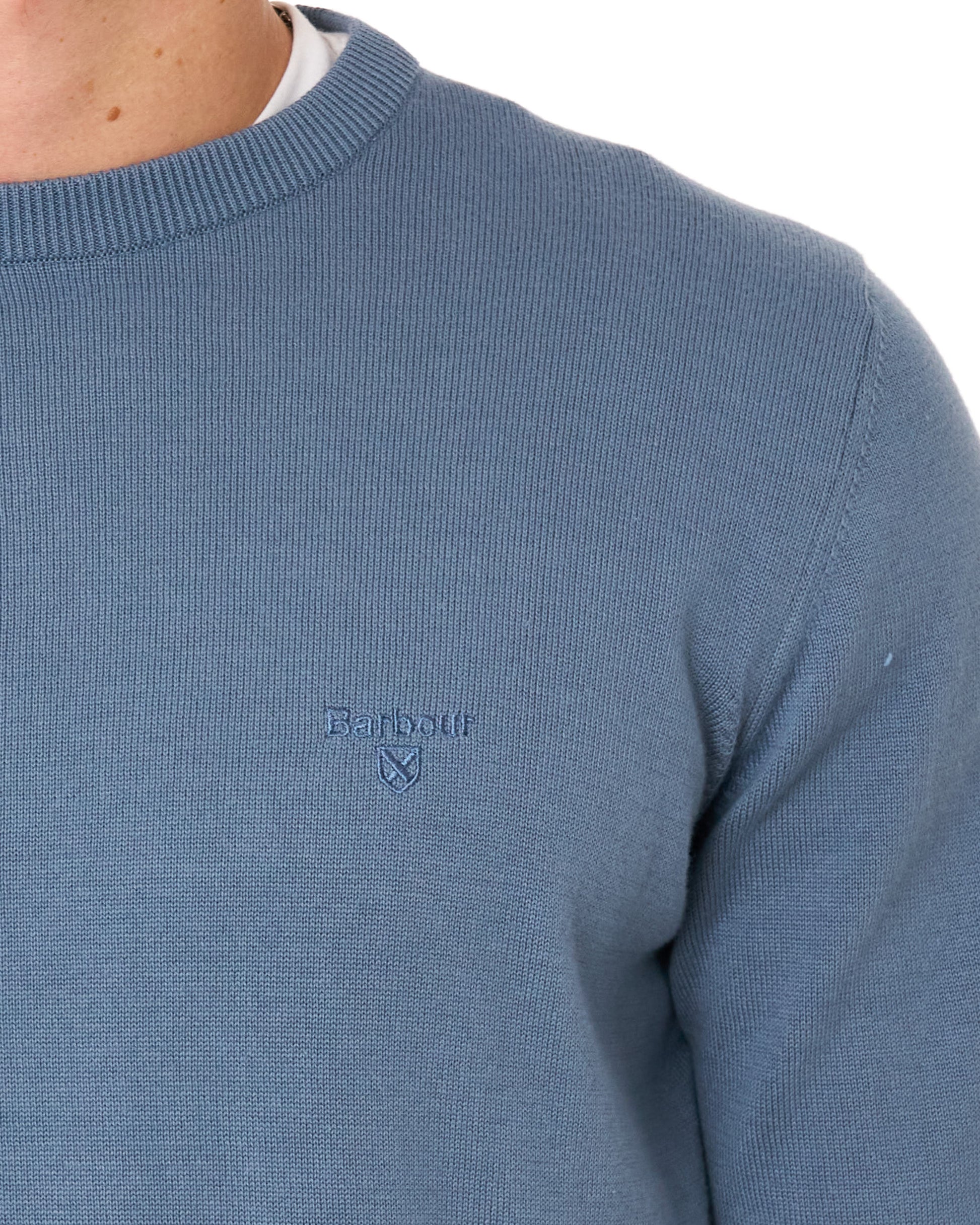 Barbour Pima Cotton Crew Neck Jumper Tarn Blue
