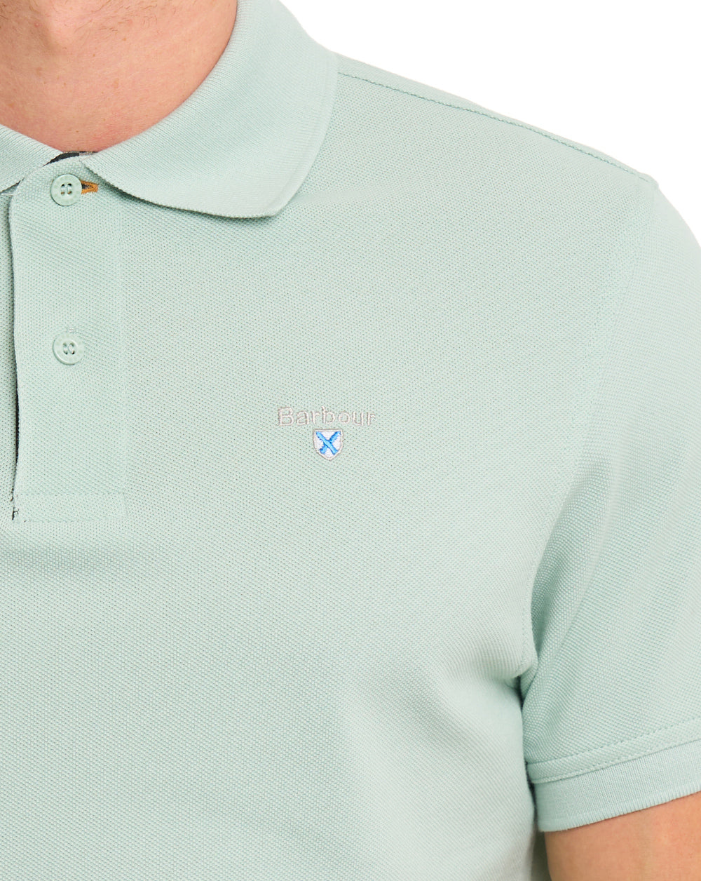 Barbour Tartan Pique Polo Mint Blue