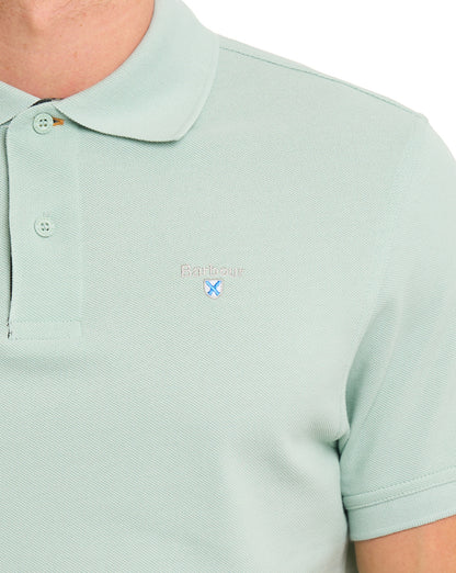 Barbour Tartan Pique Polo Mint Blue