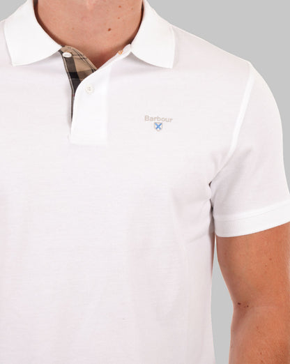Barbour Tartan Pique Polo Shirt White