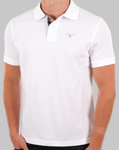 Barbour Tartan Pique Polo Shirt White