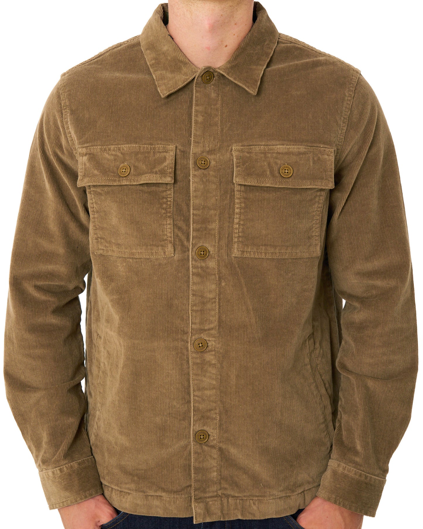 Barbour Tartan Trim Cord Overshirt Sandstone