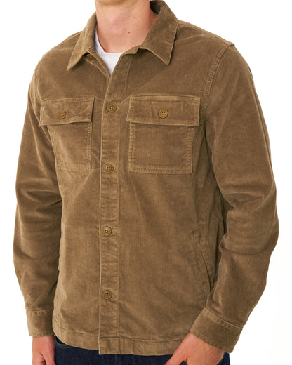 Barbour Tartan Trim Cord Overshirt Sandstone