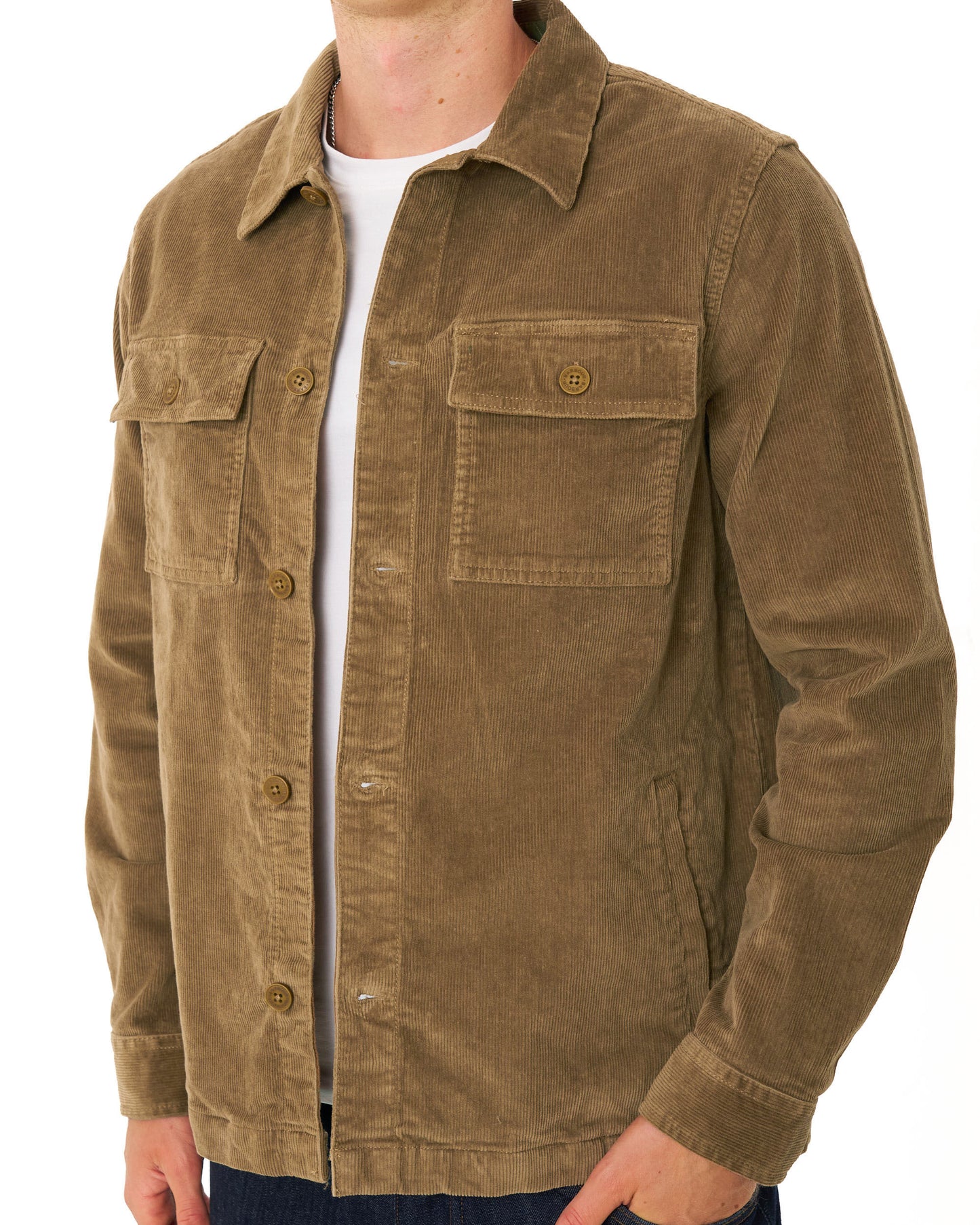 Barbour Tartan Trim Cord Overshirt Sandstone