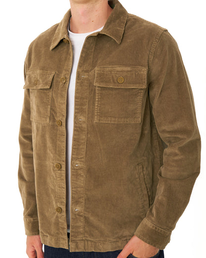 Barbour Tartan Trim Cord Overshirt Sandstone