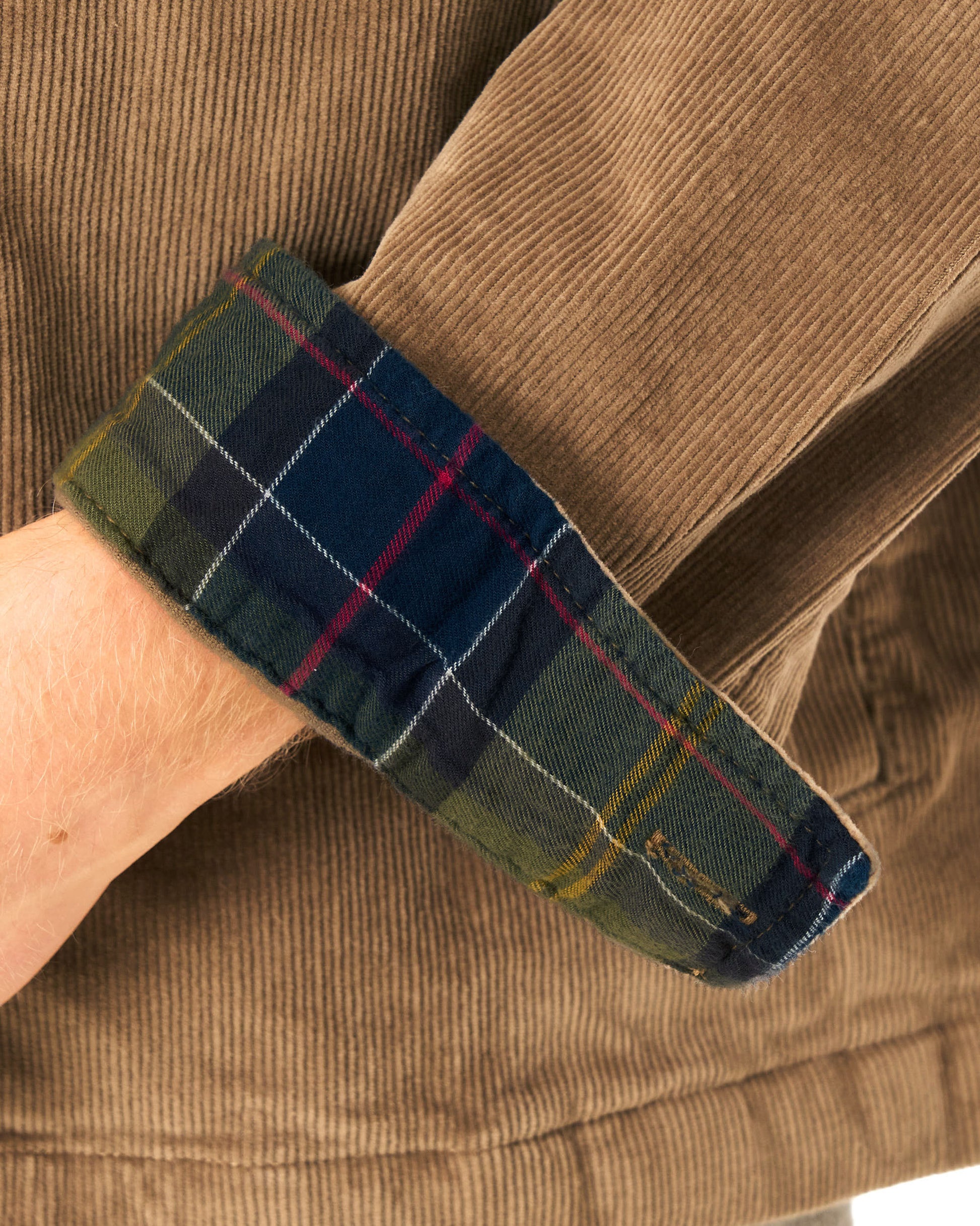 Barbour Tartan Trim Cord Overshirt Sandstone