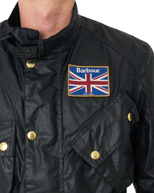 Barbour International Barbour Union Jack Wax Jacket Black