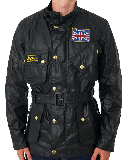 Barbour International Barbour Union Jack Wax Jacket Black