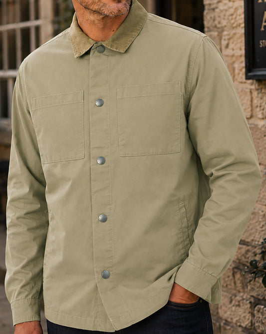 Barbour Barbour Cord Collar Twill Overshirt Washed Stone