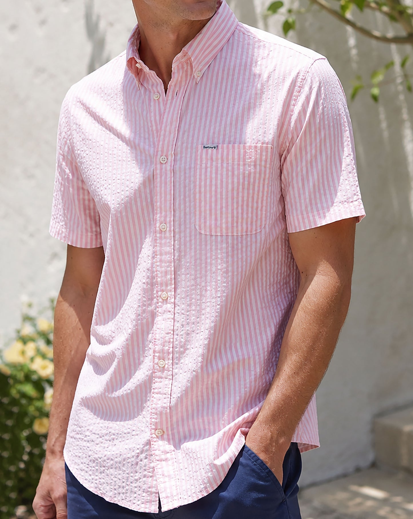 Barbour Cresswell Seersucker SS Shirt Mineral Pink