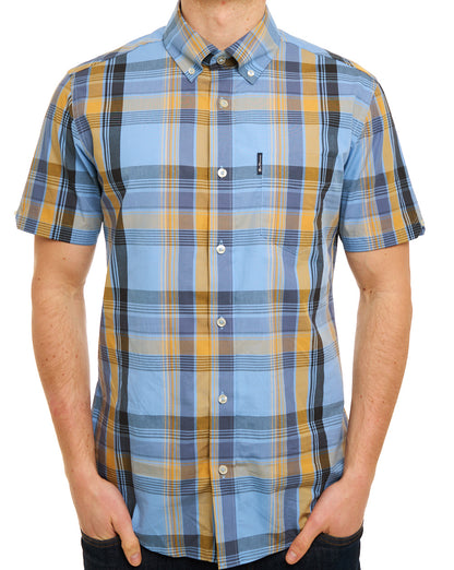 Ben Sherman Block Check SS Shirt Lake Blue