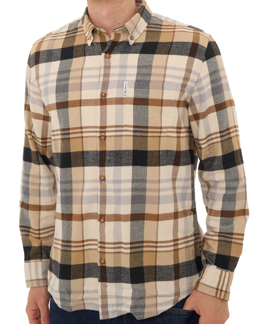 Ben Sherman Ben Sherman Brushed Check Shirt Ecru