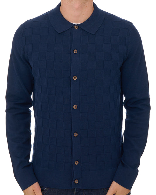 Ben Sherman Ben Sherman Checkerboard Knit Shirt Dark Navy