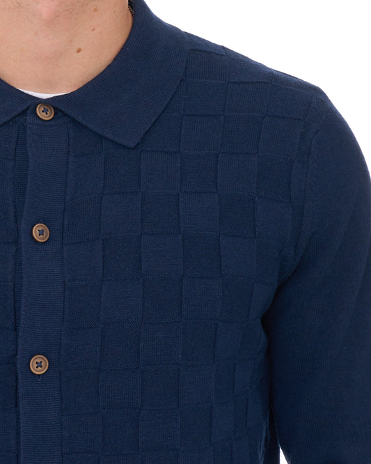 Ben Sherman Ben Sherman Checkerboard Knit Shirt Dark Navy