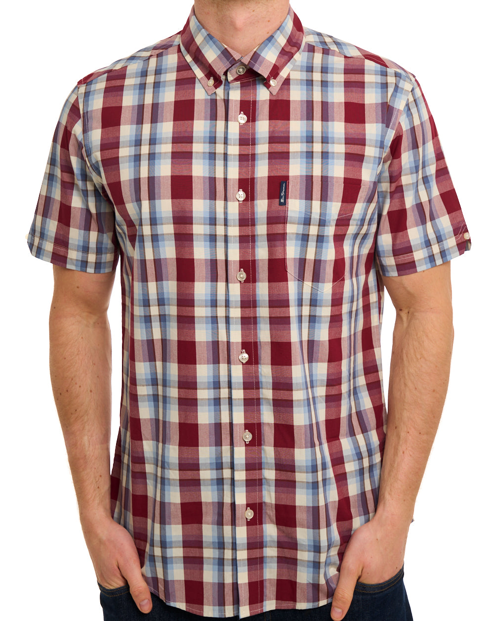 Ben Sherman Classic Check SS Shirt Burgundy