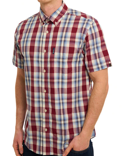 Ben Sherman Classic Check SS Shirt Burgundy