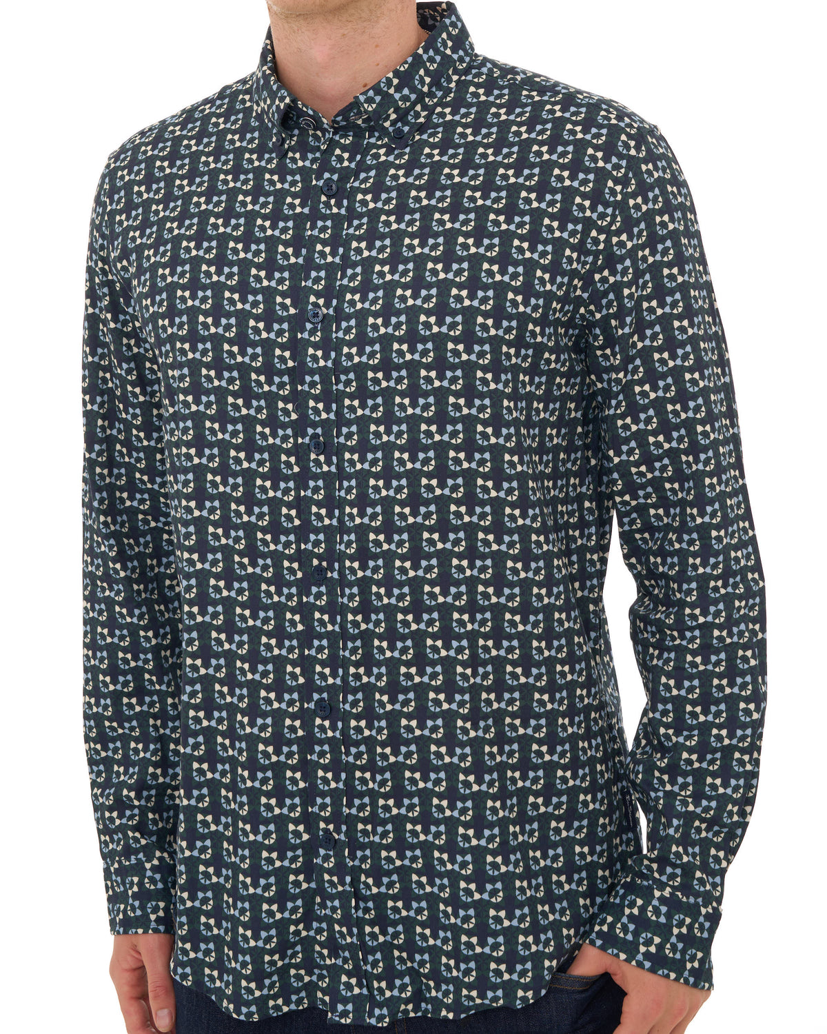 Ben Sherman Foulard Print Shirt Lotus Green