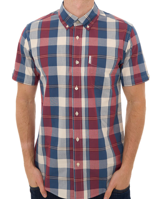 Ben Sherman Ben Sherman Gingham Overcheck SS Shirt Dark Red