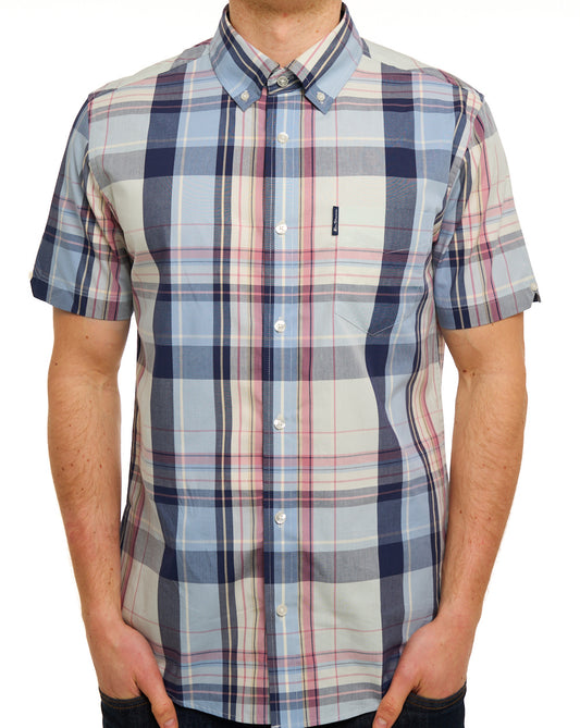 Ben Sherman Oversized Check SS Shirt Blue Grey