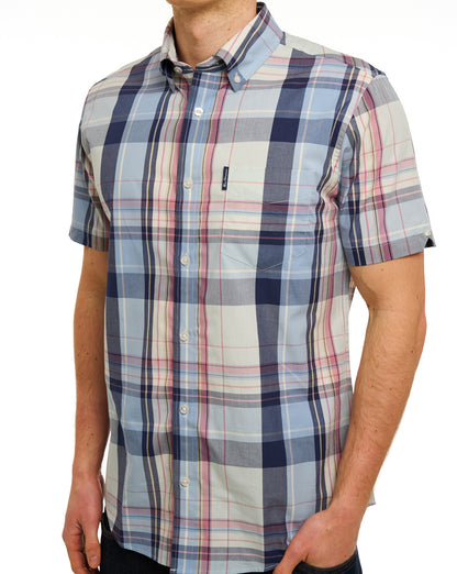 Ben Sherman Oversized Check SS Shirt Blue Grey