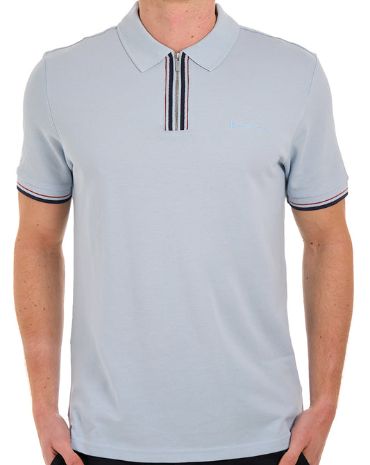 Ben Sherman Placket Interest Polo Powder Blue