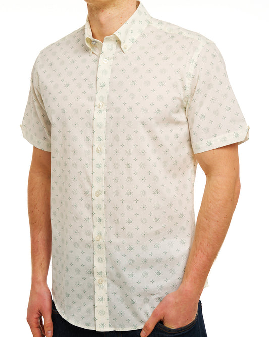 Ben Sherman Scattered Geo Print SS Shirt Sage