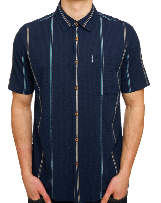 Ben Sherman Seersucker Stripe SS Shirt Dark Navy