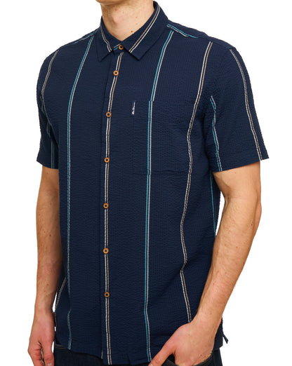 Ben Sherman Seersucker Stripe SS Shirt Dark Navy