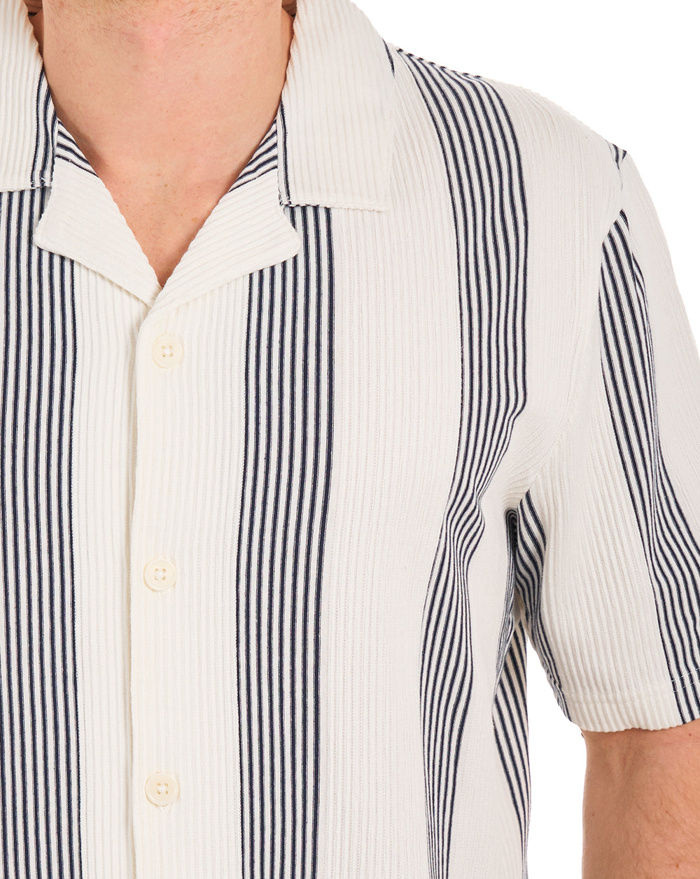 Ben Sherman TEXTURED CANDY STRIPE SHIRT Snow White
