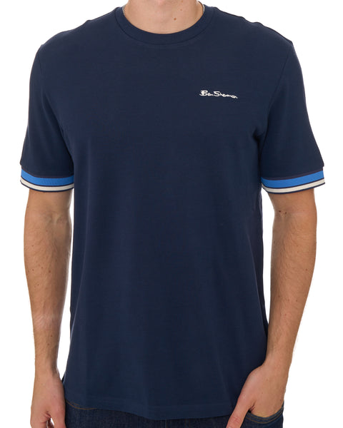Ben Sherman Textured Tipped T Shirt Dark Navy