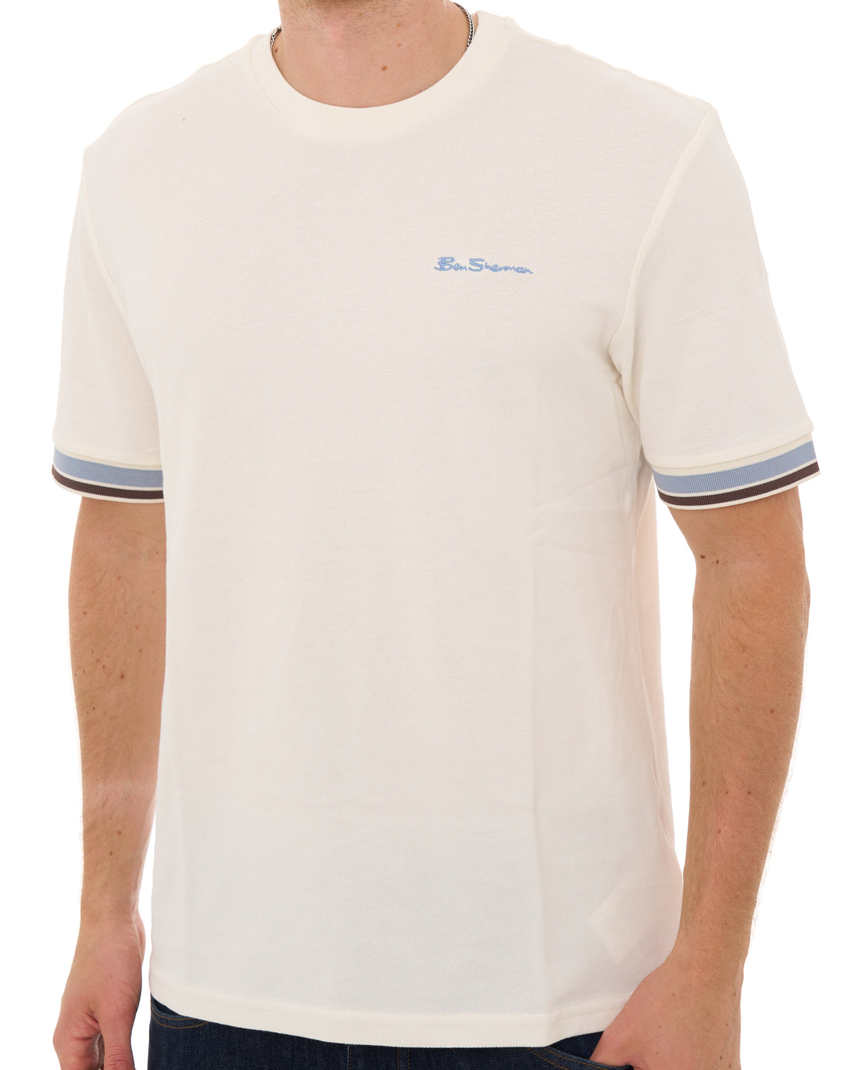 Ben Sherman Textured Tipped T Shirt Ivory