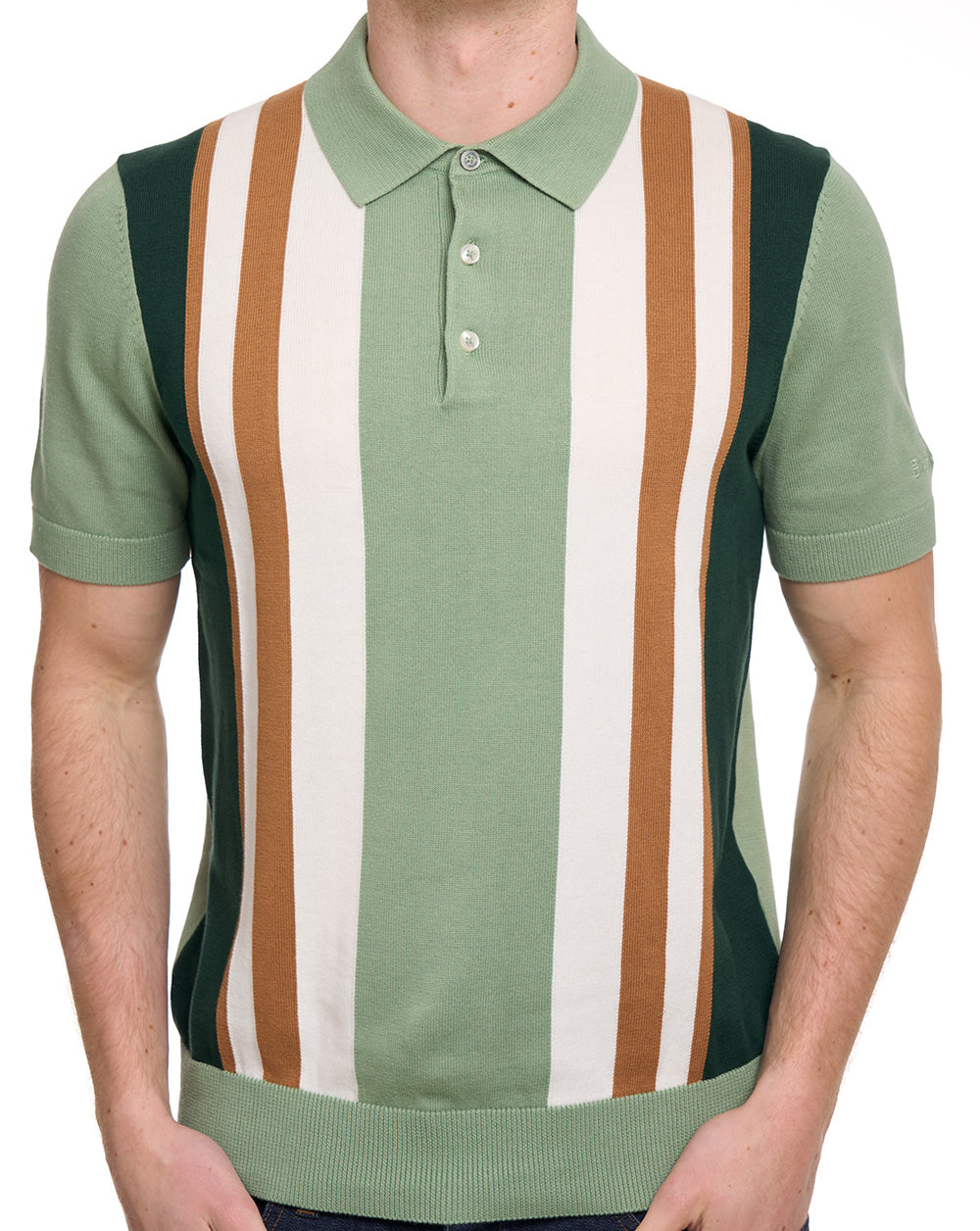 Ben Sherman Vertical Stripe Polo Ivory