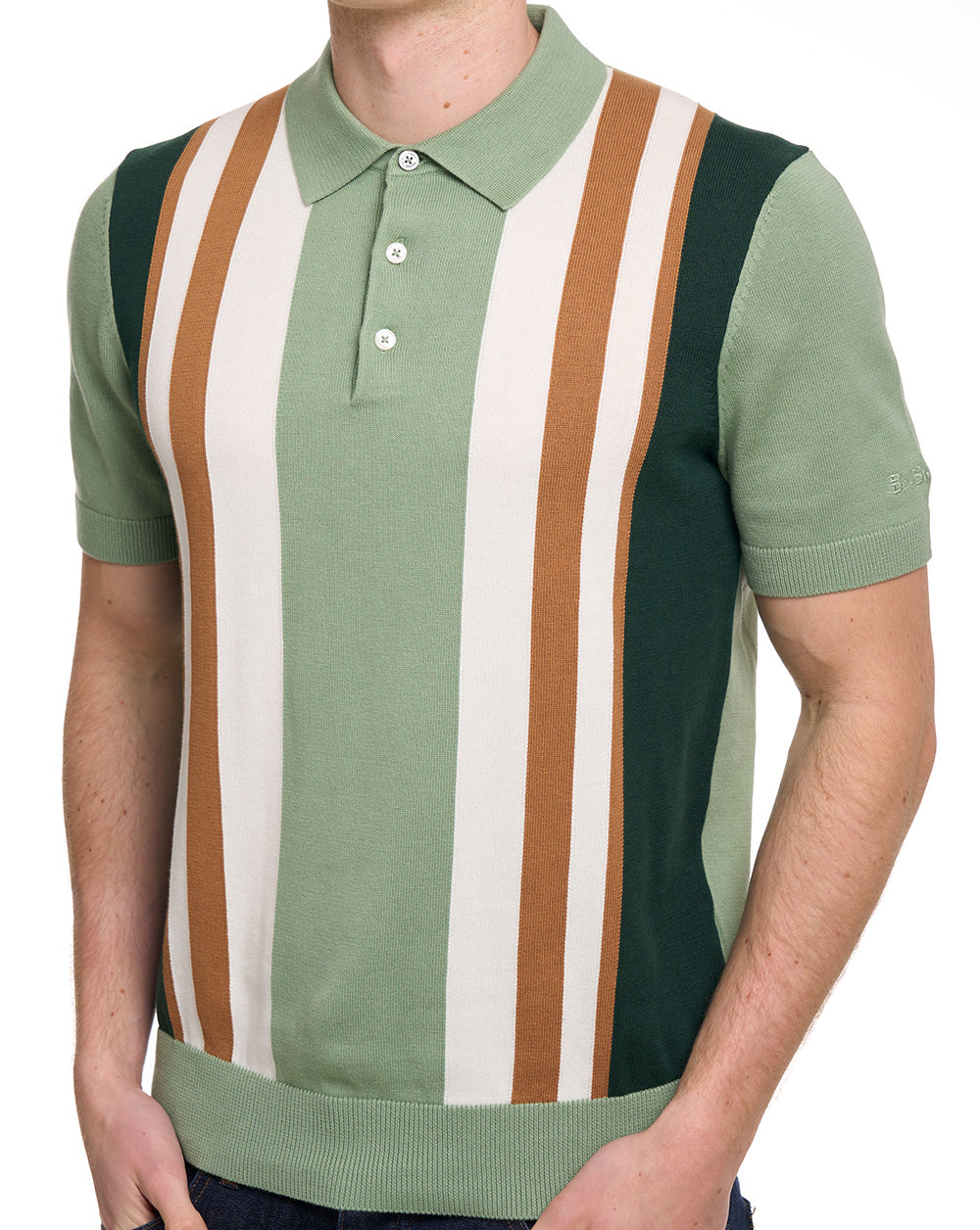 Ben Sherman Vertical Stripe Polo Ivory