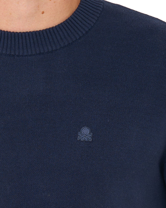 Benetton Benetton Crew Knit Jumper Navy Tonal
