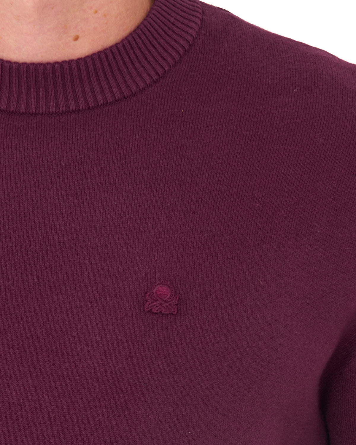 Benetton Crew Knit Jumper Plum Tonal