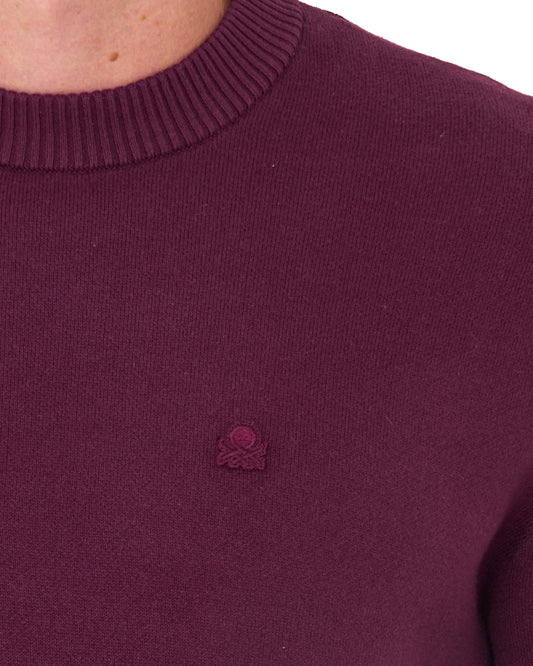 Benetton Benetton Crew Knit Jumper Plum Tonal