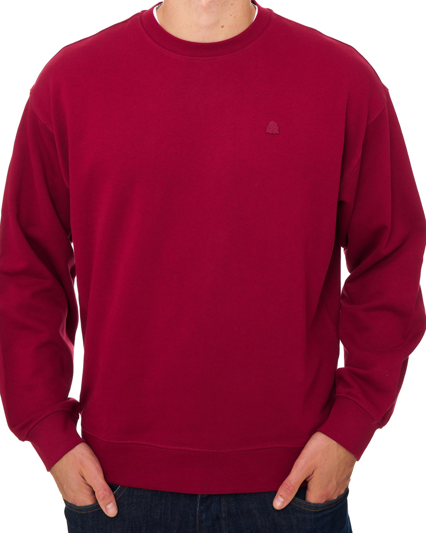 Benetton Logo Sweatshirt Tonal Burgundy