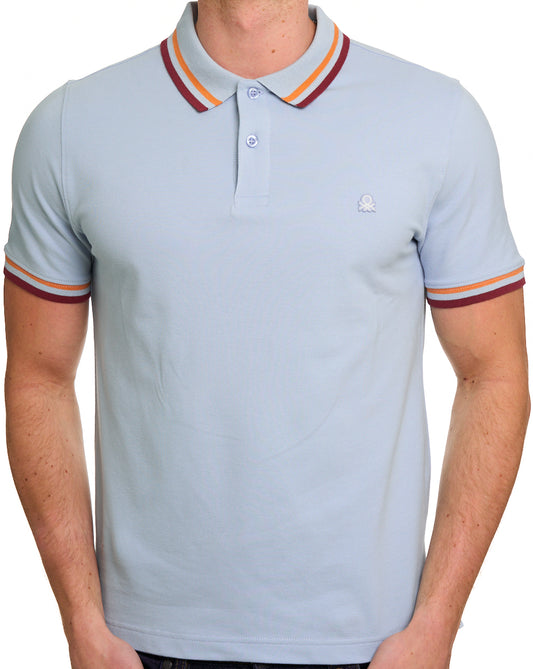 Benetton Maglia Tipped Polo Sky/Orange/Red