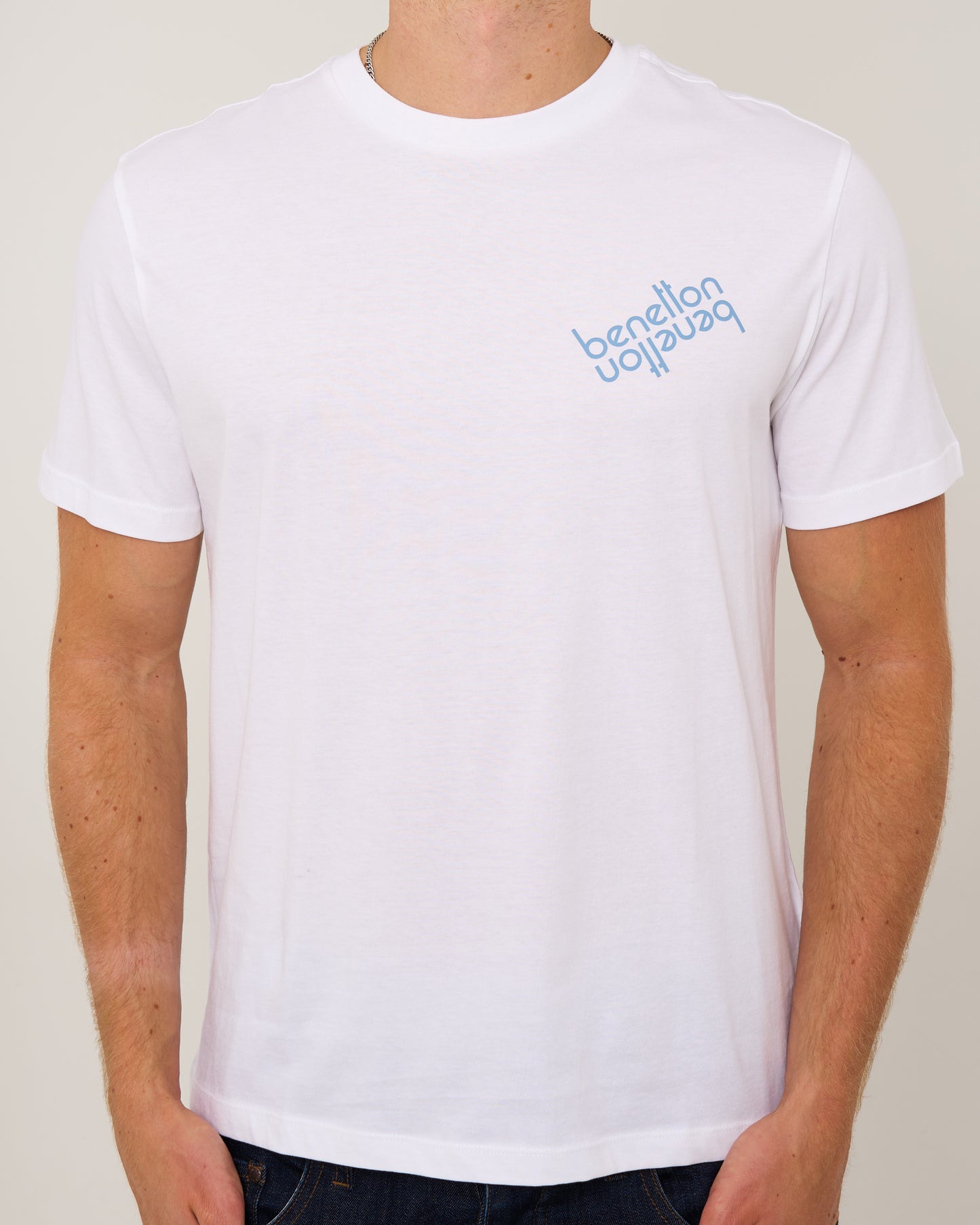 Benetton Mirror Logo T Shirt White