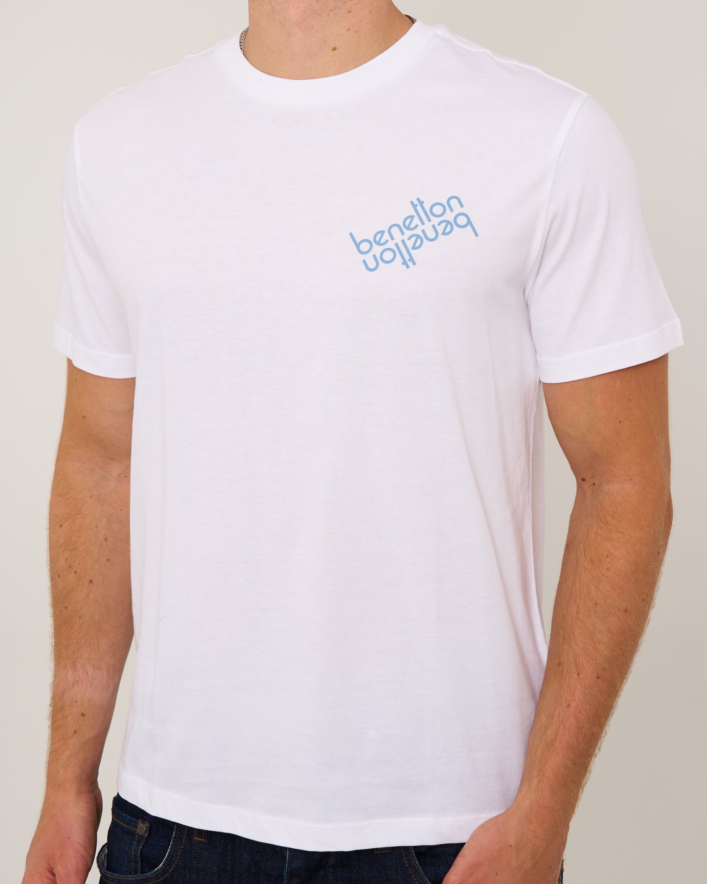 Benetton Mirror Logo T Shirt White
